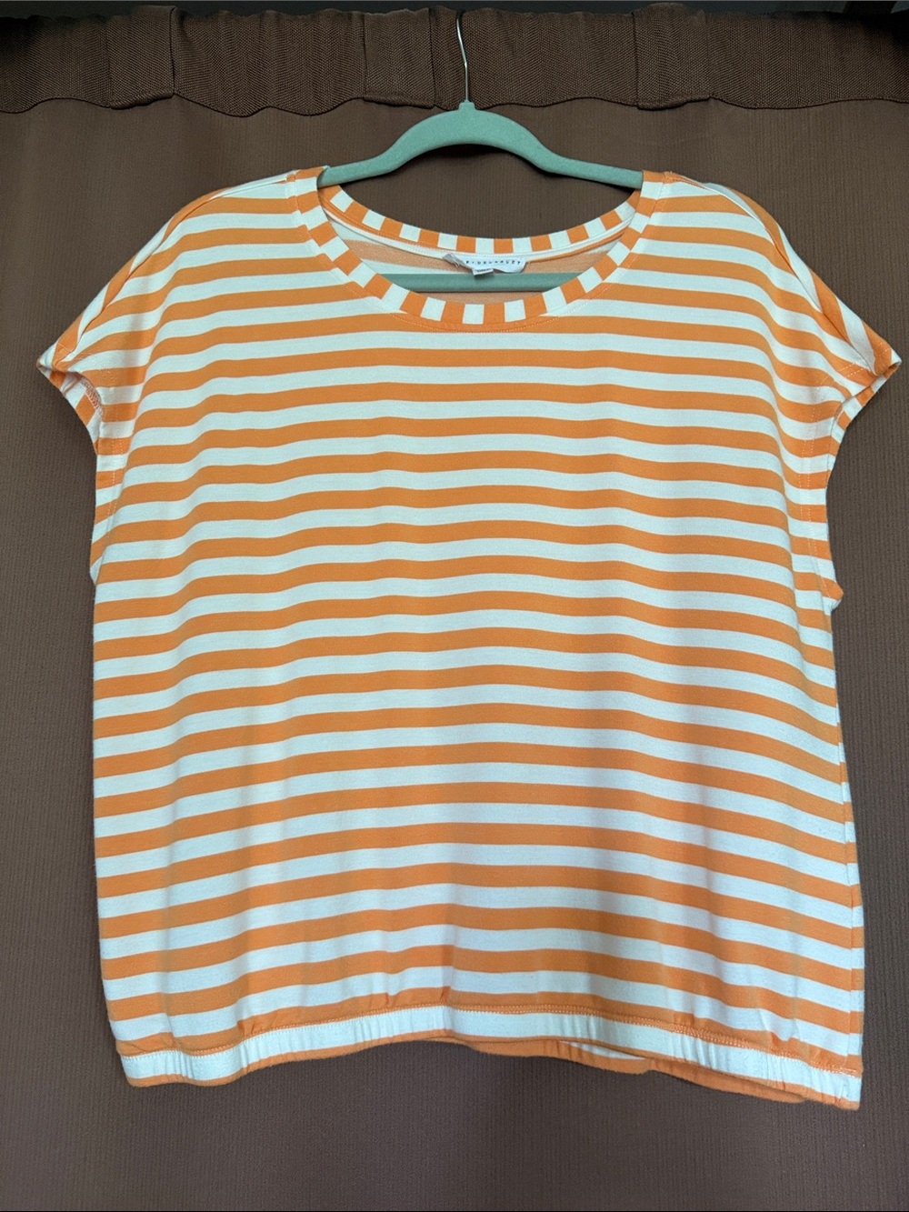 Jane and Delancey Orange & White Striped Short Sleeve Tee